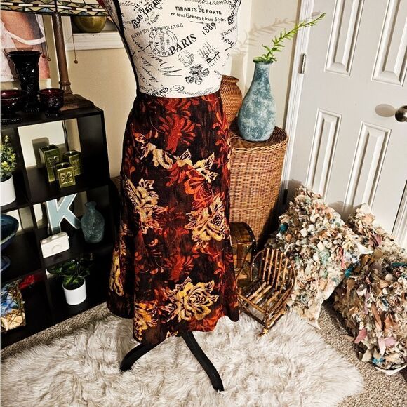 Vintage R.Q.T Rustic Floral Print Midi Skirt - Picture 5 of 15